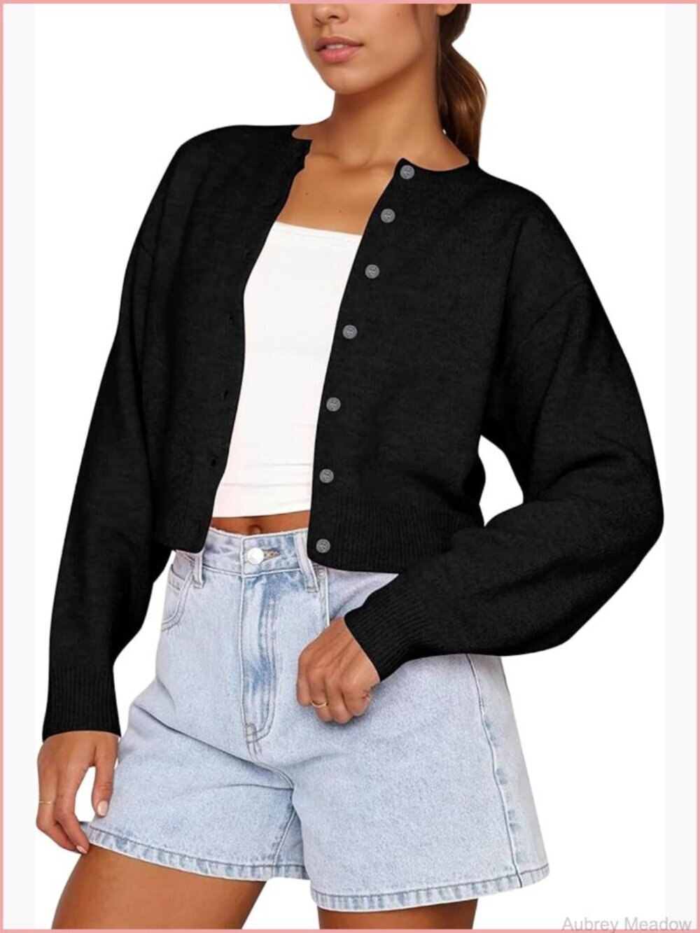 Y2K Cropped Cardigan Long Sleeve Button Up Knit Sweater Streetwear Fall Clothes